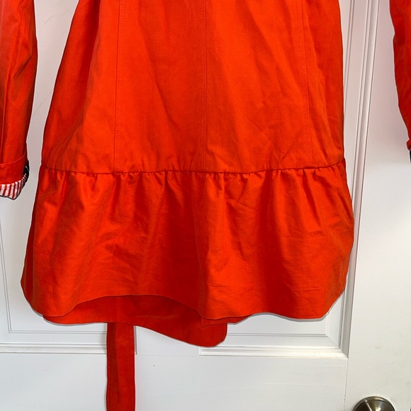 Tulle Orange Red Ruffle Trench Coat with Belt Size Medium - Picture 6 of 6